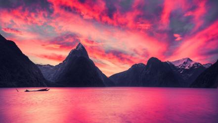 Mountains landscapes new zealand milford sound wallpaper