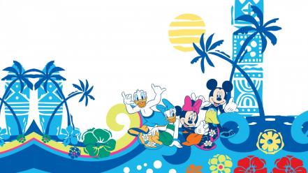 Mouse donald duck palm trees minnie daisy wallpaper