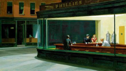 Paintings edward hopper nighthawks at the diner wallpaper