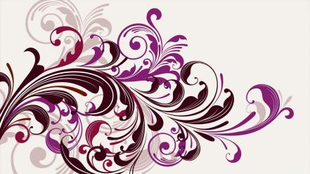 Purple vector swirls floral graphics white background wallpaper