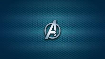 The avengers emblems logos blue background symbols wallpaper