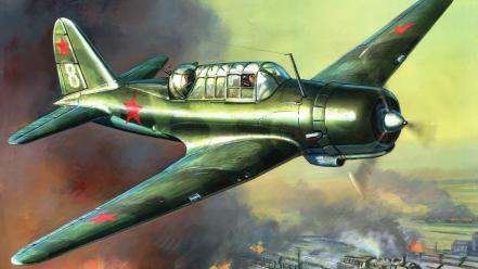 Aircraft military bomber soviet art wallpaper
