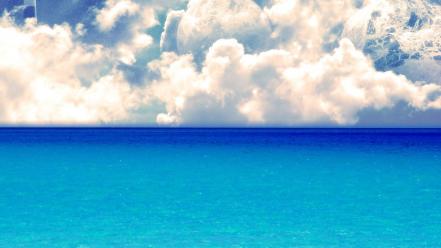 Blue ocean clouds landscapes white widescreen wallpaper