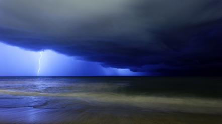Clouds nature storm overcast lightning seascapes gloomy sea wallpaper