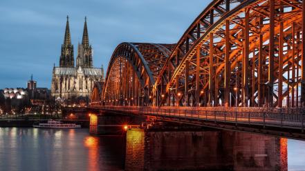 Germany bridges cologne rivers towers wallpaper