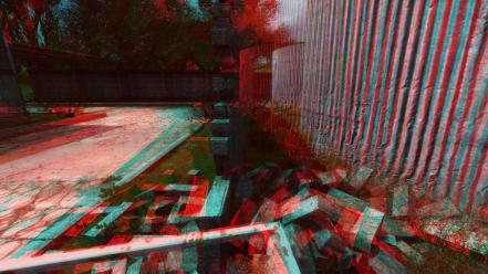 Landscapes nature red wall anaglyph 3d graphics wallpaper