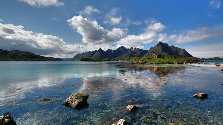 Mountains clouds nature lakes wallpaper