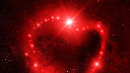 Outer space red stars artwork hearts art wallpaper