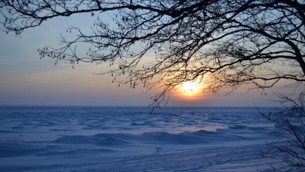 Sunset landscapes nature winter wallpaper