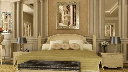 Architecture room beds pillows bedroom luxury hotel wallpaper