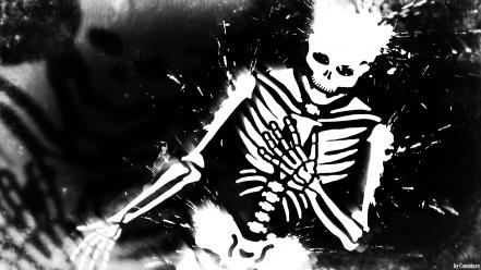 Black and white skulls scary skeletons skelett myth wallpaper