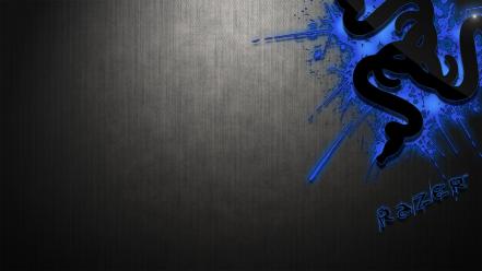 Blue computers razer gamers digital art logos logo wallpaper