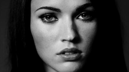 Brunettes megan fox actresses celebrity grayscale monochrome wallpaper