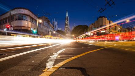 Cityscapes traffic long time exposure wallpaper