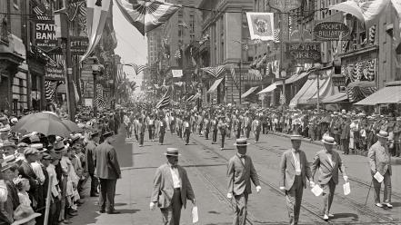 Crowd monochrome historic parade celebration old photography street wallpaper