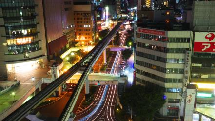 Japan cityscapes streets buildings asia trainway fukuoka wallpaper