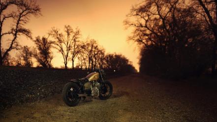 Landscapes vehicles motorbikes rear angle view bobber wallpaper