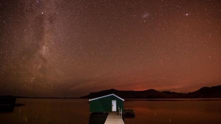 Nature night stars new zealand milky way lakes wallpaper