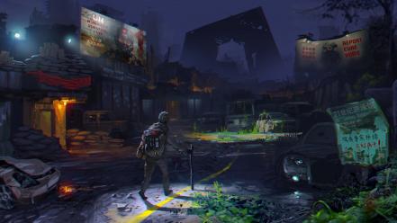 Ruins post-apocalyptic apocalypse artwork 3d cities wallpaper