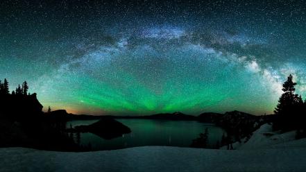Stars aurora borealis night sky wallpaper