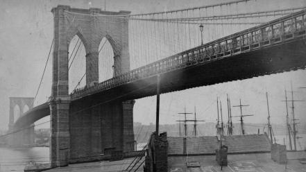 Brooklyn bridge historical nostalgia photo camera 1884 wallpaper