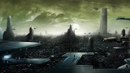 Cityscapes futuristic digital art science fiction city wallpaper