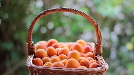 Fruits food peaches baskets apricots wallpaper
