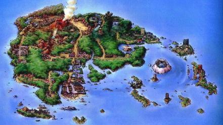 Games landscapes volcanoes houses islands maps hoenn wallpaper