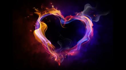Love multicolor fire hearts colors wallpaper
