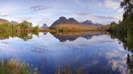Mountains landscapes nature lakes highlands reflections scottish wallpaper