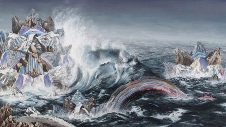 Paintings landscapes surrealism artwork sea adam friedman wallpaper