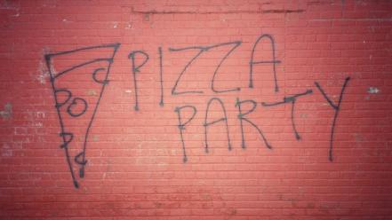 Red pizza graffiti party writing wall painting wallpaper