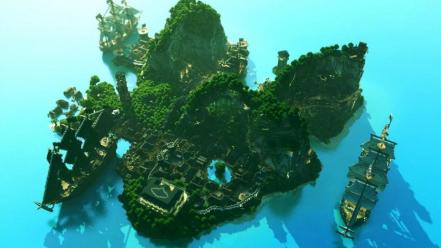 Video games landscapes minecraft digital art artwork wallpaper
