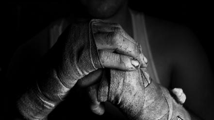 White fight boxing monochrome bandages training fighter wallpaper