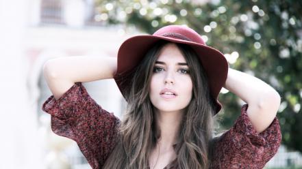 Brunettes women outdoors clara alonso hats wallpaper