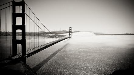 Black and white fog bridges golden gate bridge wallpaper