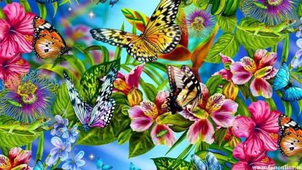 Butterflies colorful cover wallpaper