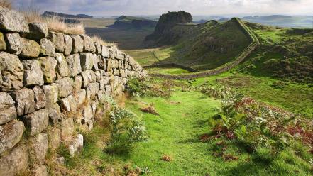 Heritage site united kingdom clouds fortifications grass wallpaper