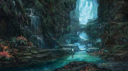 Korean tera concept mmo mmorpg waterfalls environment wallpaper