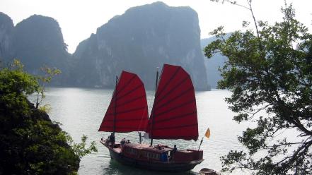 Landscapes nature junk bay ha long wallpaper