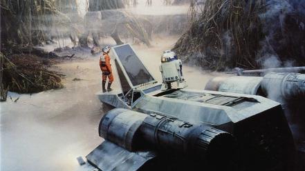 Luke skywalker on set r2d2 star wars x-wing wallpaper