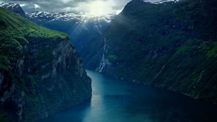 Mountains landscapes nature forest norway lakes geiranger fjord wallpaper