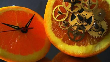 Orange clocks wallpaper