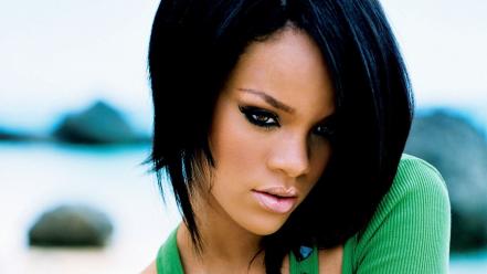 Rihanna brunettes faces green eyes top wallpaper