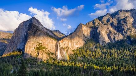 Yosemite national park clouds forests green landscapes wallpaper