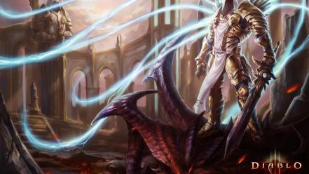 Art armor tyrael artwork diablo iii swords wallpaper