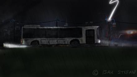 Artwork bus busse night police wallpaper
