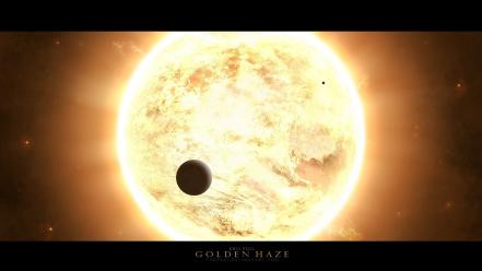 Astronomy golden outer space planets spacescape wallpaper