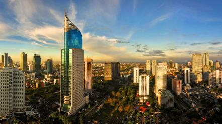 Cityscapes indonesia cities skyline jakarta wallpaper