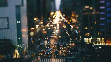 Cityscapes lights tilt-shift wallpaper